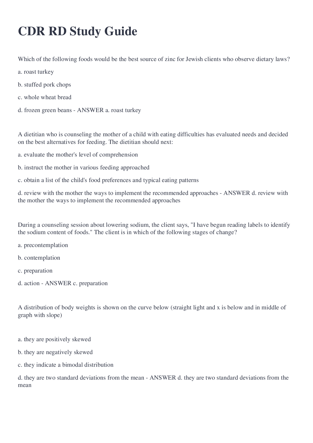 Preview image of CDR RD Study Guide 2022 document